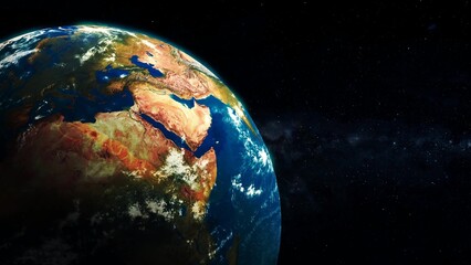 3d Realistic planet Earth view star space galaxy