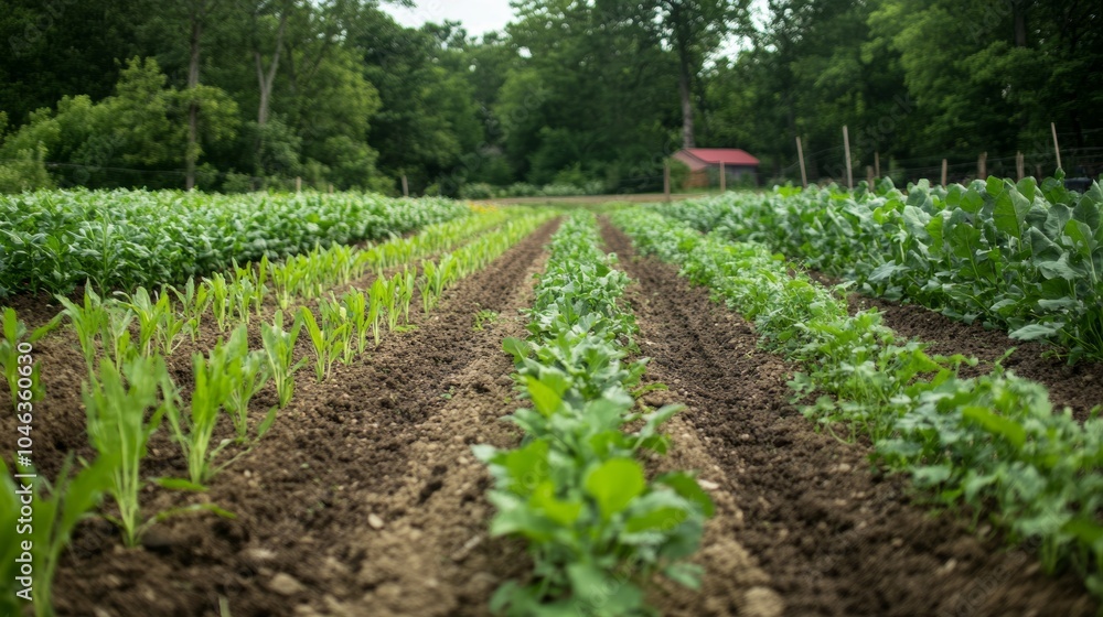 Poster diverse crops in a field for sustainable farming practices generative ai