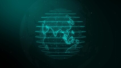 Digital Earth with Glowing Lines and Dots