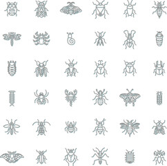 ミニ昆虫アイコンセットカラーシャドウ