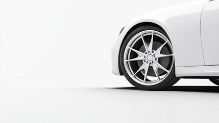 Sleek White Car Wheel Close-Up