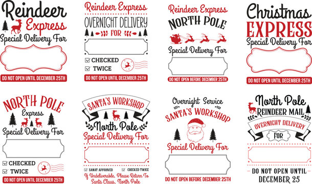Santa Sack design Bundle, North pole mail special delivery,  Christmas Express SVG, Christmas Gift Bag svg bundle, North Pole Post office design