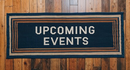 Obraz premium upcoming events text on mat rug in wooden floor background