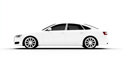 Fototapeta premium Sleek White Sedan in Profile