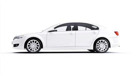 Obraz premium Sleek White Sedan on White Background