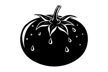 Photorealistic illustration. Tomato with water drops 