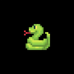 Snake pixel art isolated vector illustration. Element design for stickers, logo, embroidery, mobile app.