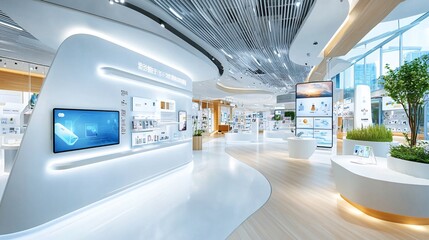 Obraz premium Modern Office Interior Design with Curved Walls and Floor