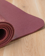 Yoga mat on gym floor