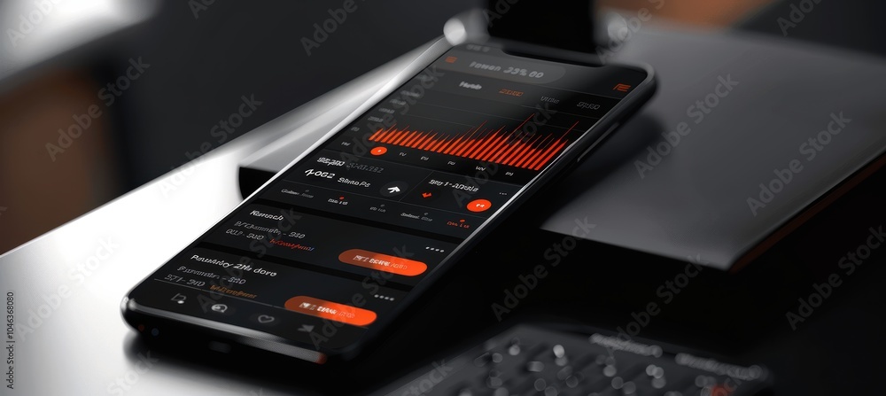 Aufkleber mobile banking app interface showing account details on smartphone display
