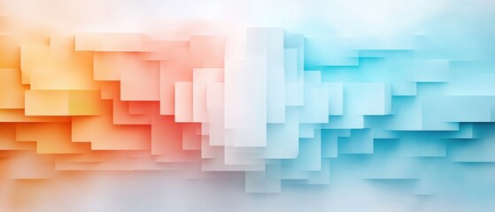 Fototapeta premium A vibrant abstract background featuring layered geometric shapes in orange and blue, creating a sense of depth and movement.