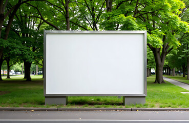 Blank mockup billboard in green park setting with copy space