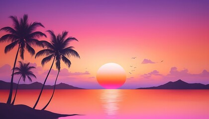 Fototapeta premium Vibrant Sunset on a Tropical Beach