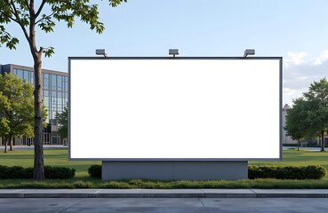 Fototapeta premium Roadside blank billboard mockup in suburban area with copy space