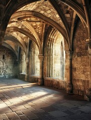 Fantasy medieval gallery in the castle.