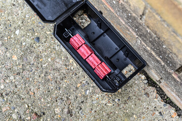 Rodent Bait station being used to control rats and mice, pest control