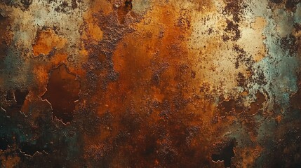 A rusted metallic background with dark brown and copper hues, featuring grunge textures and oxidation patterns, creating a gritty and aged look in a cinematic animation.