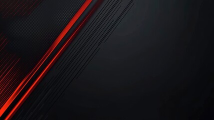 A smooth matte black canvas is adorned with vibrant neon red lines in a mesmerizing abstract pattern. The design offers clean space for text, showcasing a striking minimalistic aesthetic.