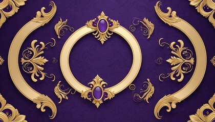 Ornate Gold Frame with Purple Gems Background