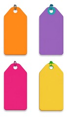  Blank banners in different colors design, each with rounded corners and a white background design. The banners should have thin borders at the top to make them look like tags or label design 