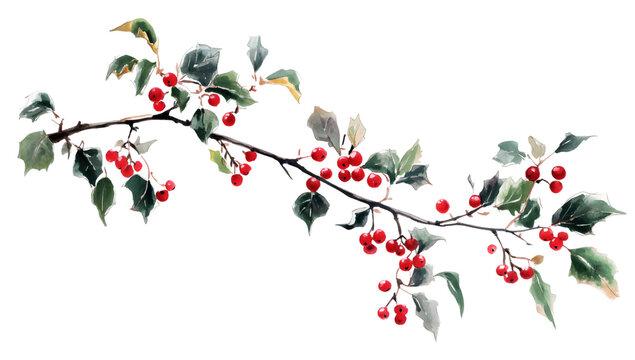 Holly Branch with Red Berries