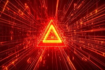 Naklejka premium Creative red security alert on blurry backdrop. Fraud and danger concept designs. 3D Rendering design 