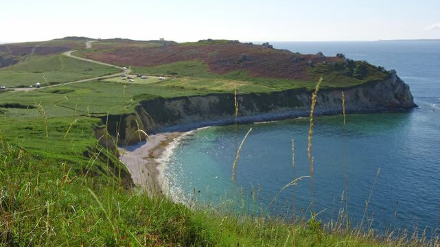 view of the beautiful cliffs of Etretat. Normandy, France, La Manche or English Channel