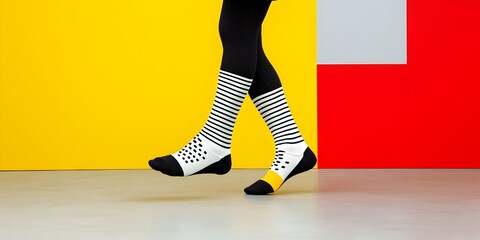 Geometric Print Socks Against Colorful Background