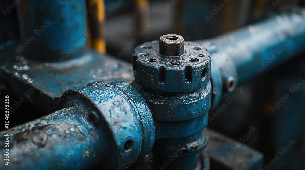 Poster rusty industrial pipe with textured surface and colors captured close-up in a mechanical setting dur
