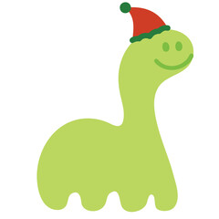 Cute illustration of dinosaur wearing winter hat for Christmas and New Year festive decoration, cartoon character, mascot, animal, sticker, happy holiday, zoo, amusement park, patch, doll, brooch, toy