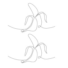 Banana continuous single line art drawing. Banana fruit minimal art style.