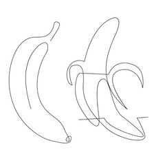 Banana continuous single line art drawing. Banana fruit minimal art style.