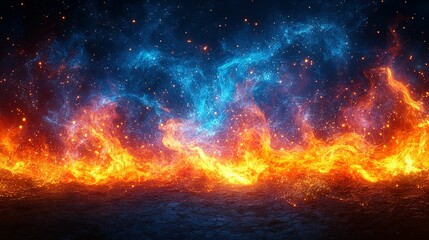 Fototapeta premium Abstract Fire and Ice with Sparkles and a Dark Background