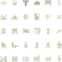 駅関連アイコンセットアウトライン
