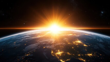 Fototapeta premium Gleaming sunshine radiates energy, illuminating the sky and warming the earth below.