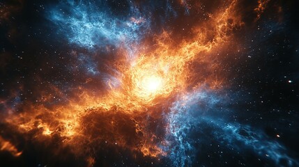 Fototapeta premium Cosmic Fire and Ice: A Stellar Collision in Space