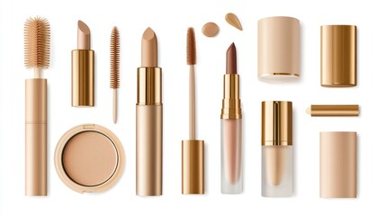 Cosmetics Products Set on White Background