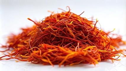 Fototapeta premium Saffron threads intertwined with a fibrous slime substance, organic, slime