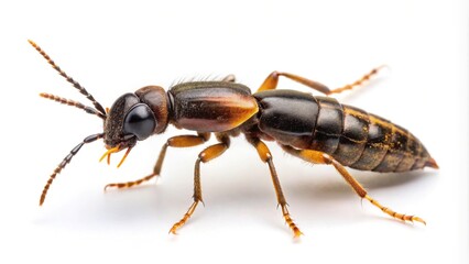 Naklejka premium Rove beetle insect isolated on white background