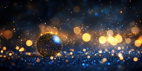 Obraz premium Technology style blue glowing technology particle ball illustration