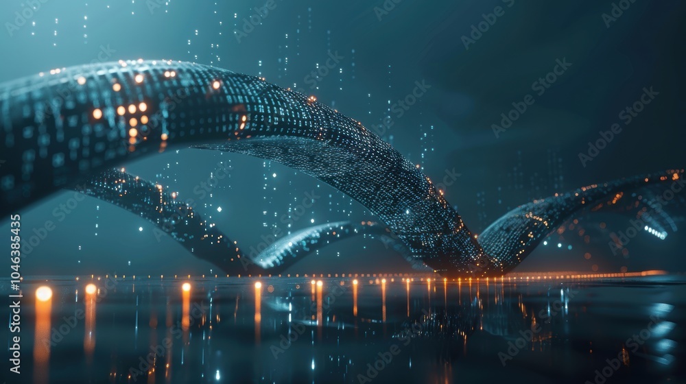 Poster digital bridge connecting networks for futuristic communication and information transfer
