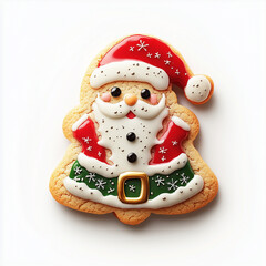 Fototapeta premium Christmas santa cookie white background