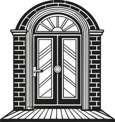 Georgian Door Front View silhouette Illustration