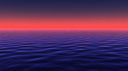 Fototapeta premium A calm ocean with the sky transitioning from day to night, colors blending in a gradient at nightfall. Realistic and detailed