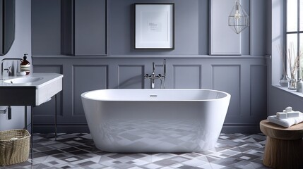 A stylish bathroom with a mix of classic and contemporary fixtures