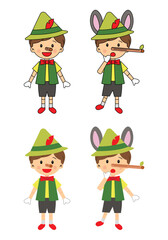 Pinocchio seamless pattern characters fairy tale cute modern simple children illustration colourful playful decorative element