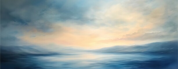 Fototapeta premium The soft pastel sky with wispy clouds at dawn creates a calming and peaceful ambiance.