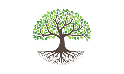 Obraz premium Tree Logo Tree Vector Family tree clipart tree Oak tree silhouette Art roots mangrove tree illustration isolated white background