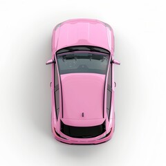 Fototapeta premium Pink car, top view isolated on white background