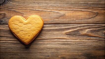 Obraz premium Heart shaped cookie on wooden background panoramic